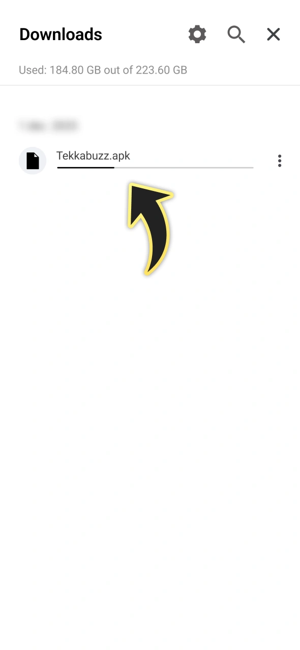 Locate downloaded APK file with TekkaBuzz app at your phone.