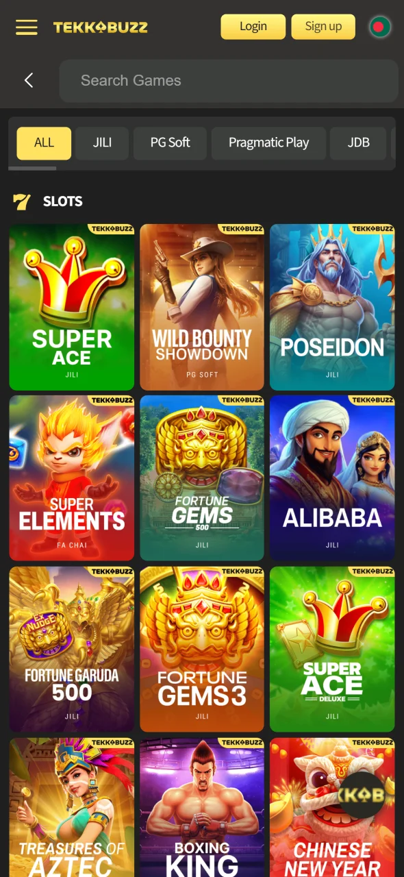 Play many different casino games at TekkaBuzz app.