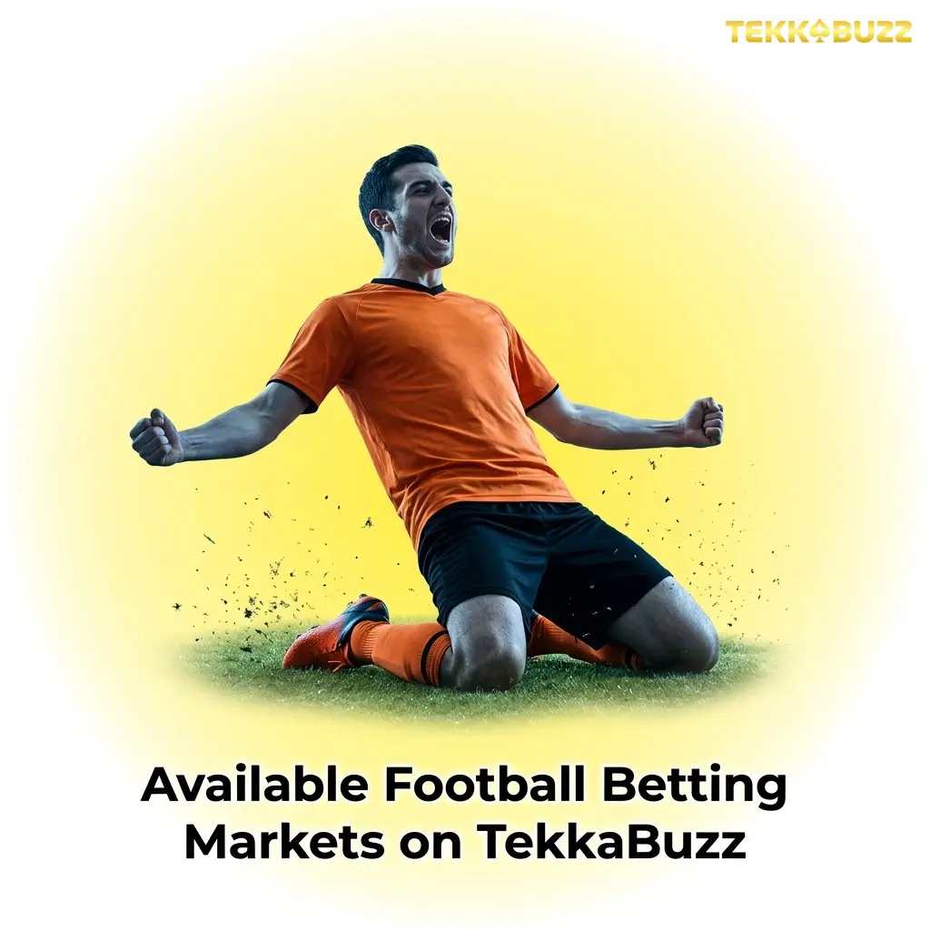 Football betting markets on TekkaBuzz including 1X2, over/under goals, correct score, and anytime goalscorer options