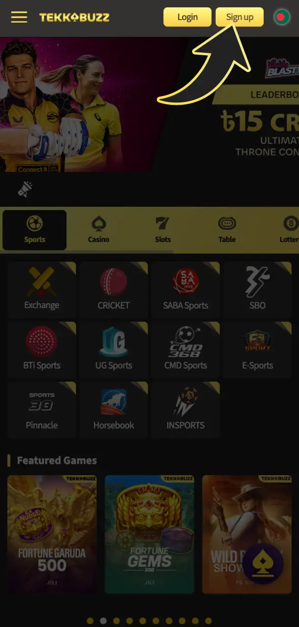 Tap the sign-up button to initiate mobile TekkaBuzz registration instantly.