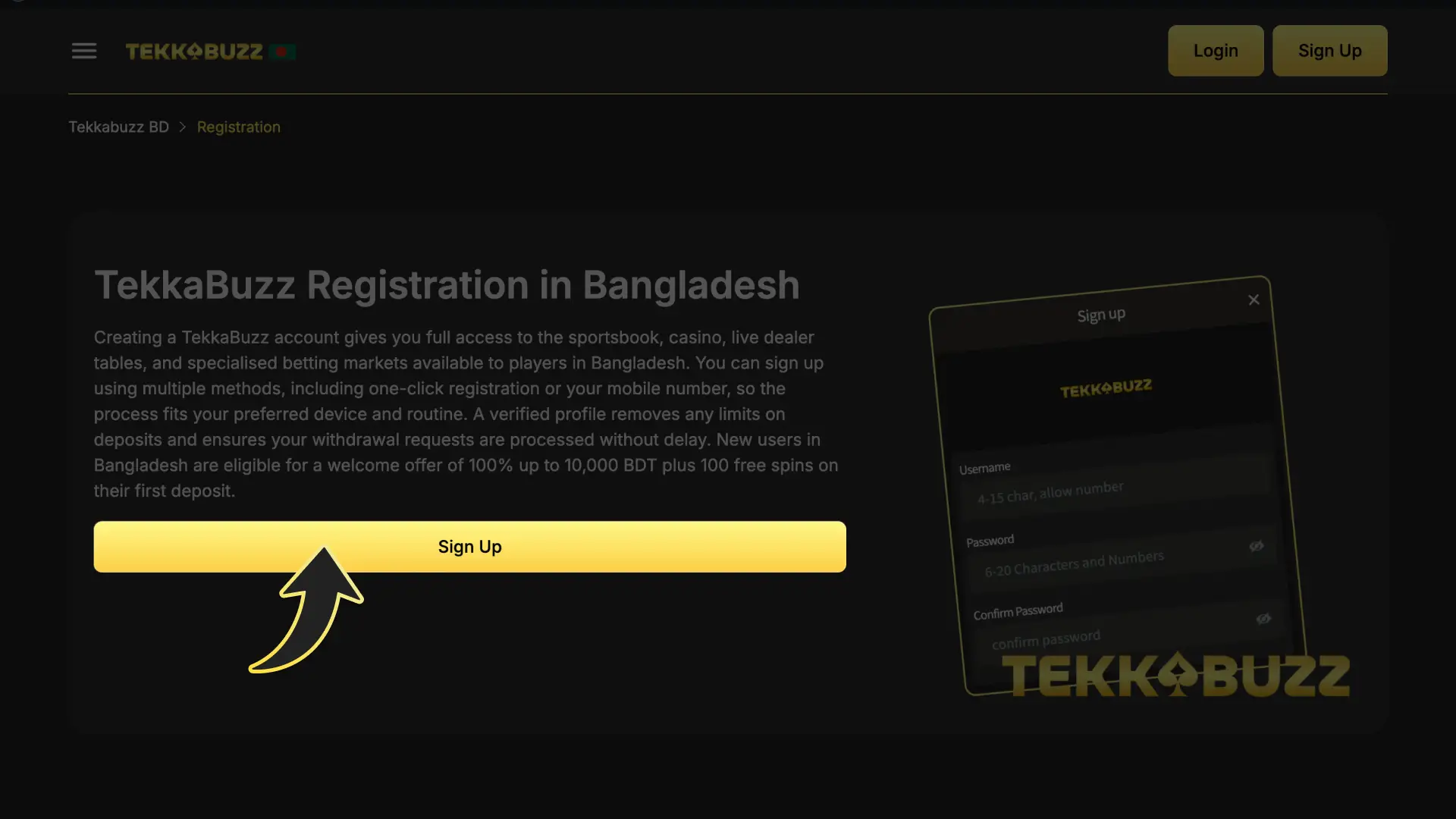 Click the sign-up button on the TekkaBuzz registration page now.