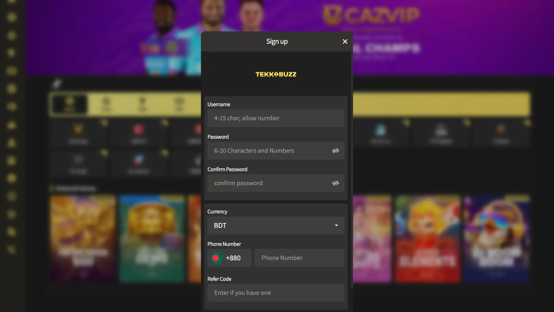 Choose your registration method to set up your new TekkaBuzz profile.